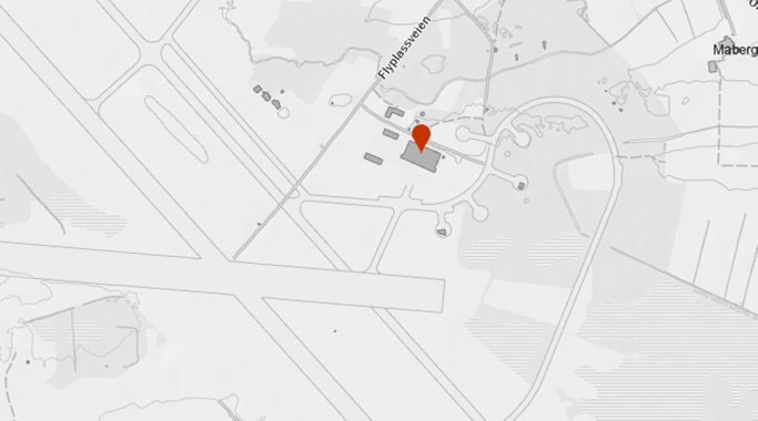 Kart som viser oppmøtested på Farsund lufthavn - Klikk for stort bilde